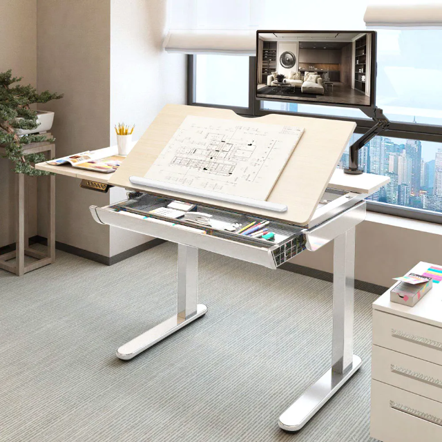 多功能繪圖電動升降桌(繪圖桌、成長書桌)