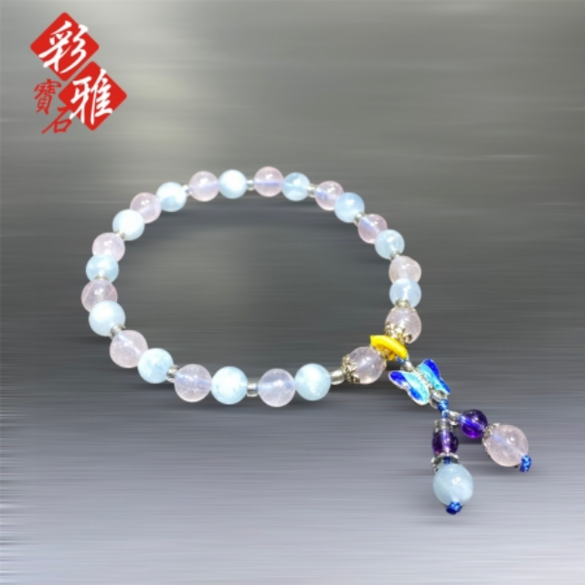 彩雅寶石精品 6mm海藍寶創意設計手鍊