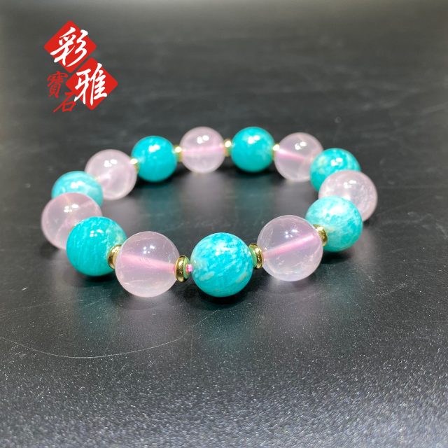 彩雅寶石精品 星光粉晶天河石12mm手鍊