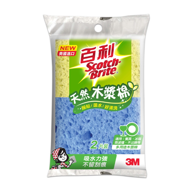 3M 百利 天然木漿棉 多用途 2片裝