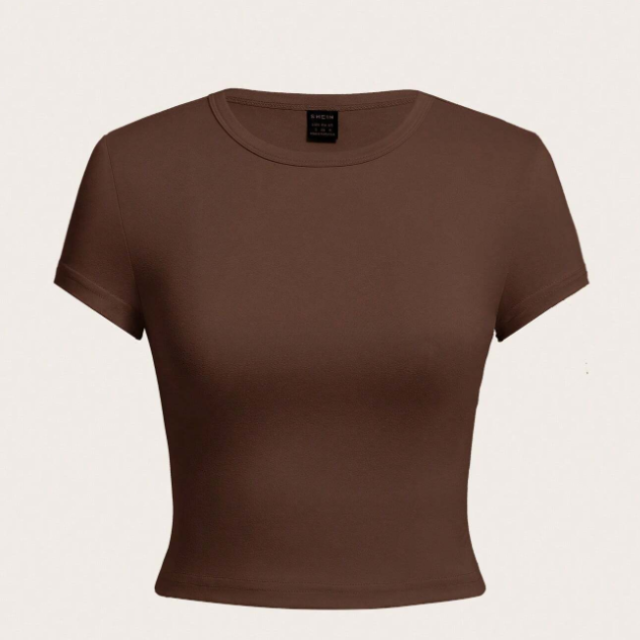 3入組休閒純色圓領短袖女士修身T恤