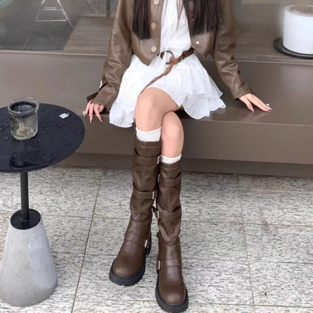 牛皮版美拉德高筒騎士靴 2色