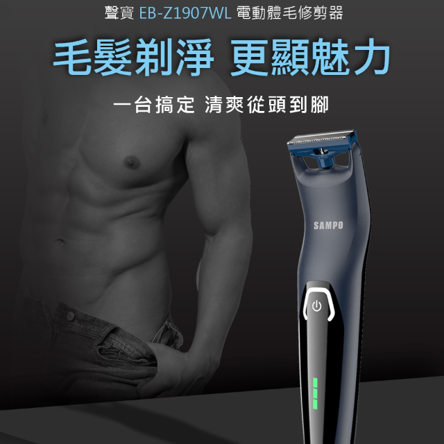 【SAMPO聲寶】充電式男士電動除毛刀 (刮鬍/體毛/腋毛/私密毛/胸毛) EB-Z1907WL