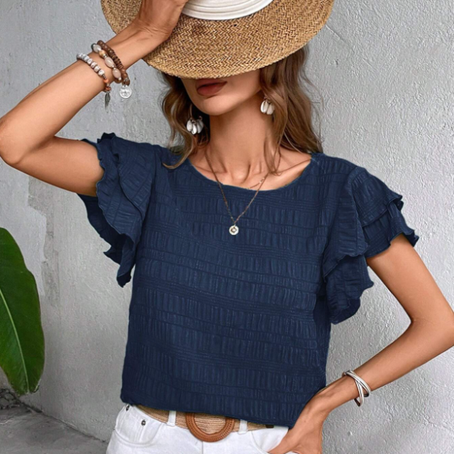 素色荷葉邊襯衫