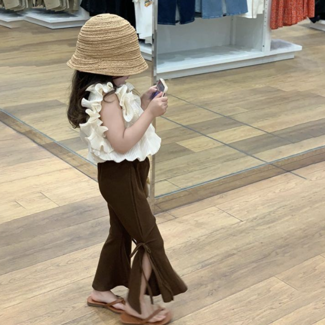 套頭氣木耳邊無袖背心套裝