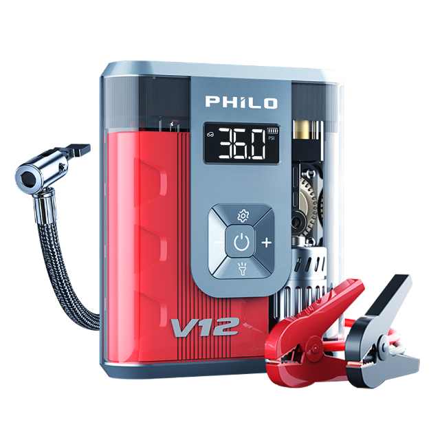 【Philo 飛樂】銀翼 Red Crystal水晶機 12000mAh 透明救車+打氣多功能機