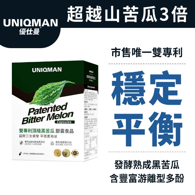 UNIQMAN 雙專利頂級黑苦瓜膠囊 (60粒/盒)