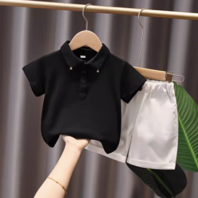 夏裝小童痞帥polo衫套裝