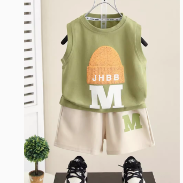 新款洋氣男寶寶夏日無袖背心裝