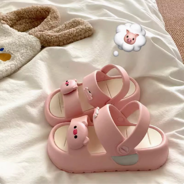 豬豬可愛厚底涼鞋