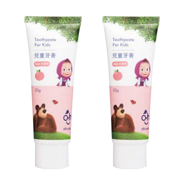 【oh care 歐克威爾】瑪莎與熊兒童牙膏-水蜜桃（50g*2入/組）