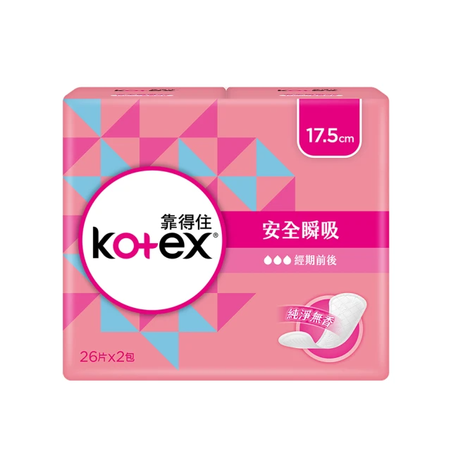 Kotex 靠得住 安全瞬吸護墊加長無香17.5cm 24片x24包/箱