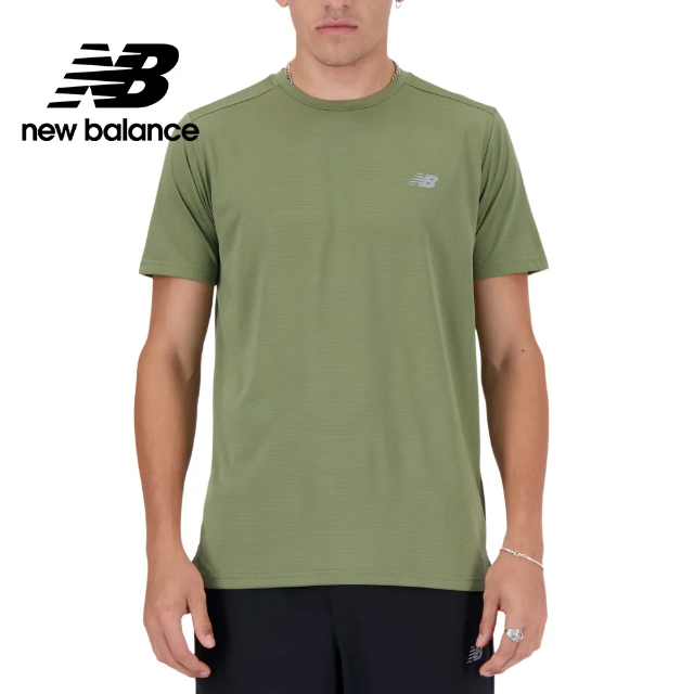【New Balance】輕量透氣短袖上衣_男性_綠色_MT41222DEK