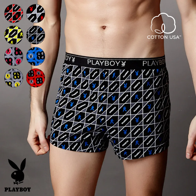 【PLAYBOY】針織印花平口褲(顏色隨機出貨)