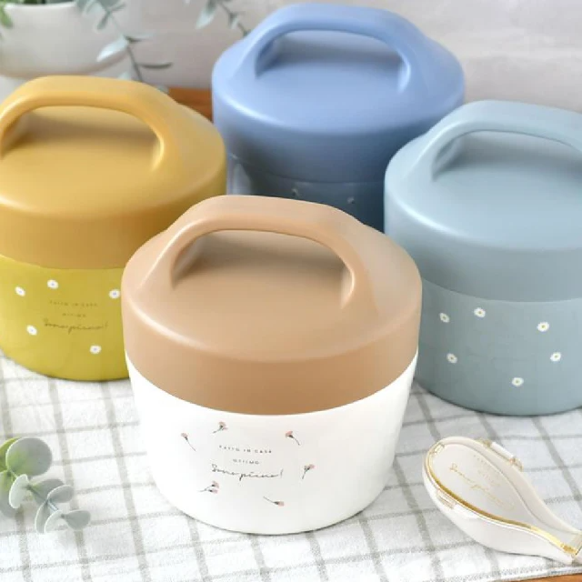 SABU HIROMORI 日本PIANTA復古文青小花不鏽鋼雙層保溫便當盒(550ml 保溫6小時 手提便當)