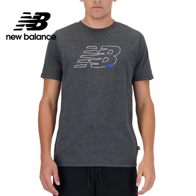 【New Balance】吸濕排汗短袖上衣_男性_深灰色_MT41071HC