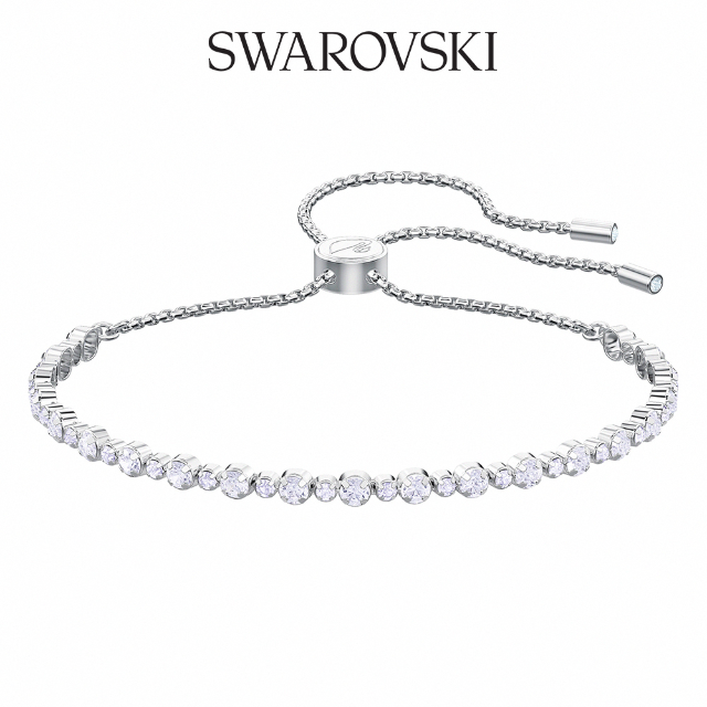 SWAROVSKI 施華洛世奇 Subtle 白金色簡約雅致線條白鑽手鏈