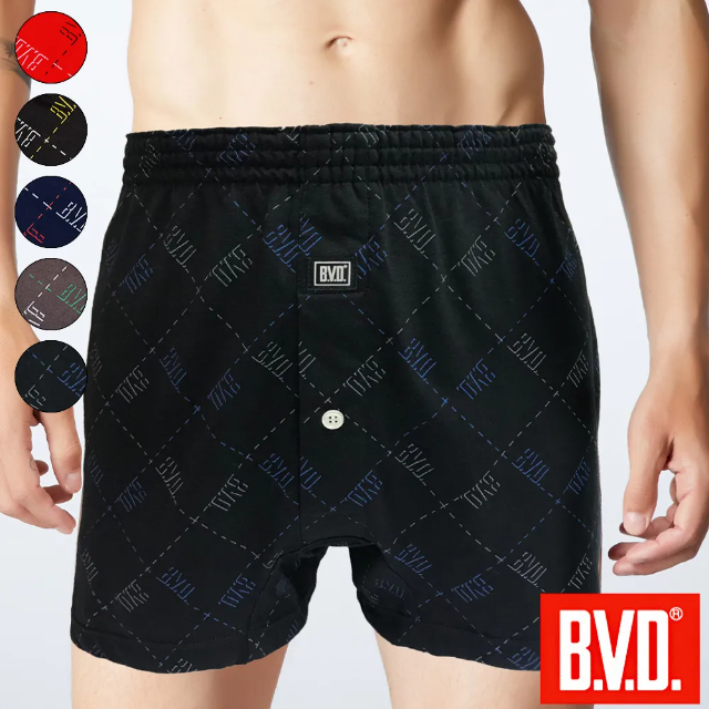 【BVD】開襟針織印花平口褲