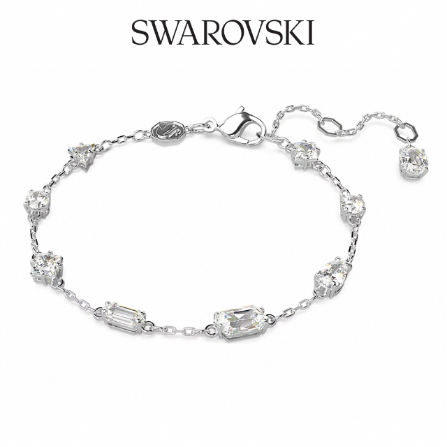 SWAROVSKI 施華洛世奇 Mesmera 手鏈 混合式切割 分散設計 白色 鍍白金色