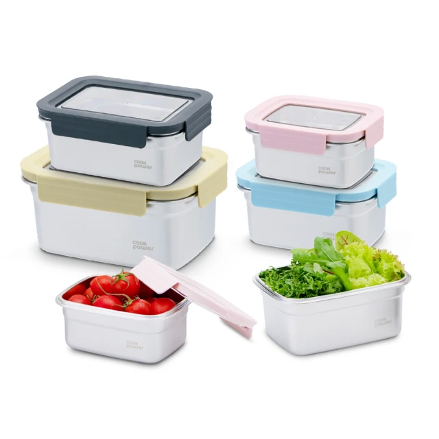 CookPower 鍋寶 馬卡龍可微波不鏽鋼保鮮盒6件組