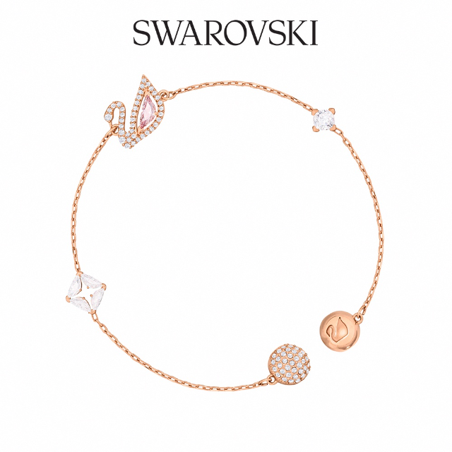 SWAROVSKI 施華洛世奇 Dazzling Swan 玫金色光彩粉紅天鵝手鏈