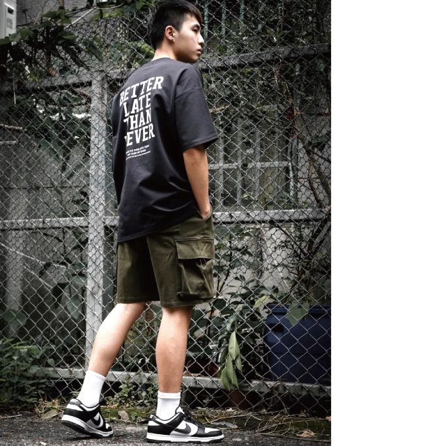 【AMERO】男裝 女裝 斜紋棉彈性口袋短褲 情侶裝