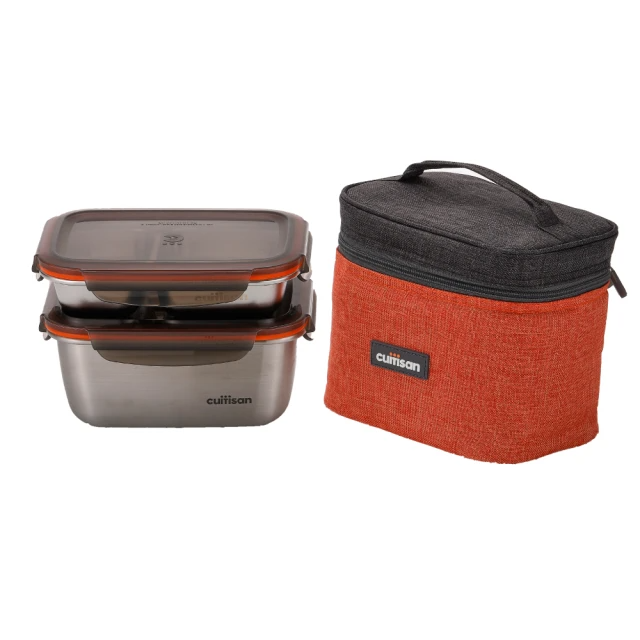 CUITISAN 酷藝師 304可微波不鏽鋼便當盒 雙人兩入組 1800ml+700ml