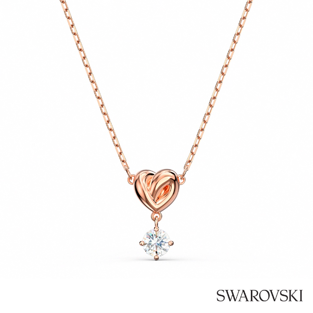 SWAROVSKI 施華洛世奇 Lifelong Heart 玫金色戀之結鏈墜