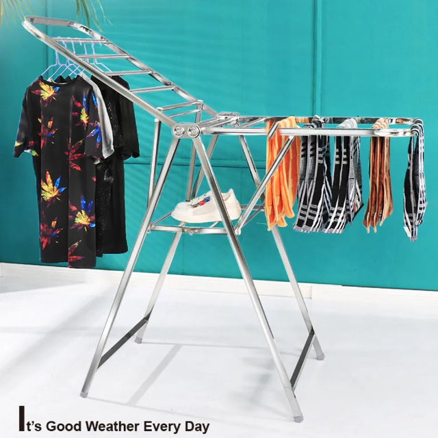 【Style】新款方管-不鏽鋼翼型摺疊雙開晾衣架/曬衣架/蝶型衣架-可摺疊