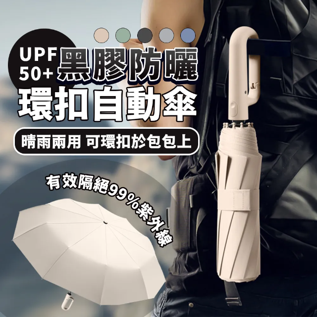 樂邦 12骨自動開收抗風黑膠摺疊雨傘(202700)