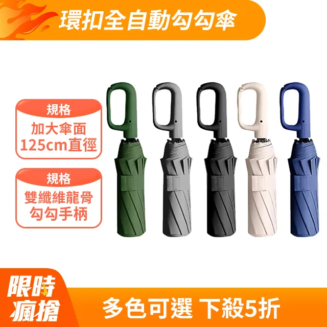 環扣全自動勾勾傘 防曬遮陽傘 防風防曬晴雨傘 陽傘/摺疊傘/自動傘/開車傘/大傘面多人撐傘免淋濕 加大傘面125cm直徑