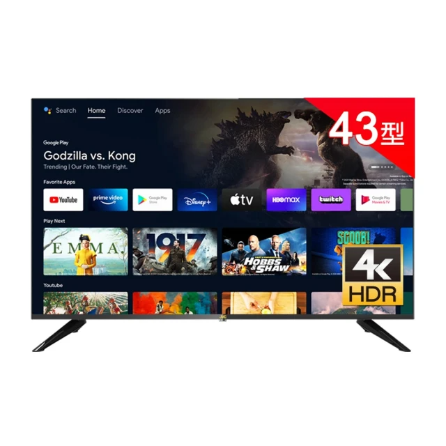 JVC 43吋Google認證4K HDR連網液晶顯示器(43M4K)