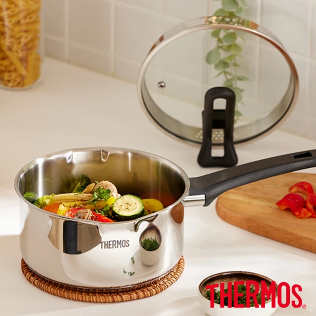 THERMOS 膳魔師 捷利不鏽鋼單柄附瀝水蓋湯鍋18cm