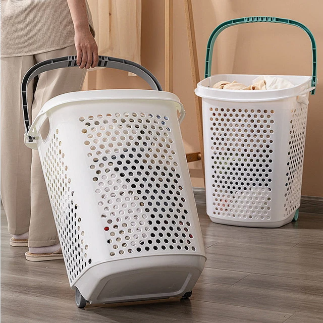 MGSHOP 提把附輪洗衣籃 2色