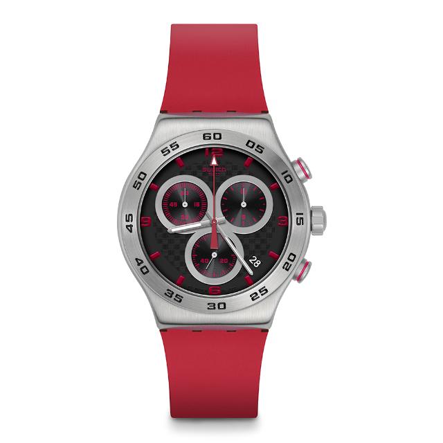 【SWATCH】Irony 金屬 Chrono系列 手錶 CRIMSON CARBONIC RED (43mm) YVS524