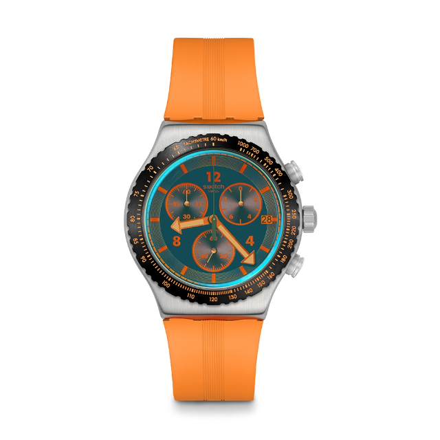 【SWATCH】Irony 金屬 Chrono系列 手錶 TANGERINE TIGER (43mm) YVS529