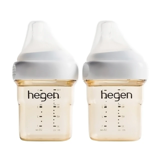 hegen 金色奇蹟PPSU多功能方圓型寬口奶瓶 150ml(雙瓶組 x 慢速奶嘴)