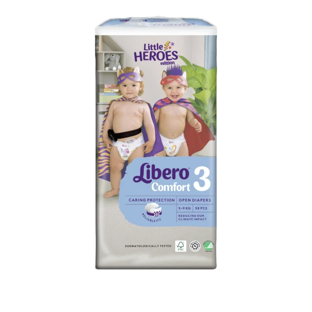 麗貝樂 小小英雄年度限量款 黏貼型 3號 S 紙尿褲/尿布(58片x3包/箱購)