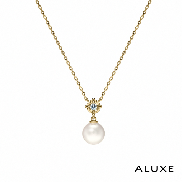 ALUXE 亞立詩 AKOYA珍珠 7~7.5mm 10K金 珍珠單鑽項鍊 珍愛系列 NN0219