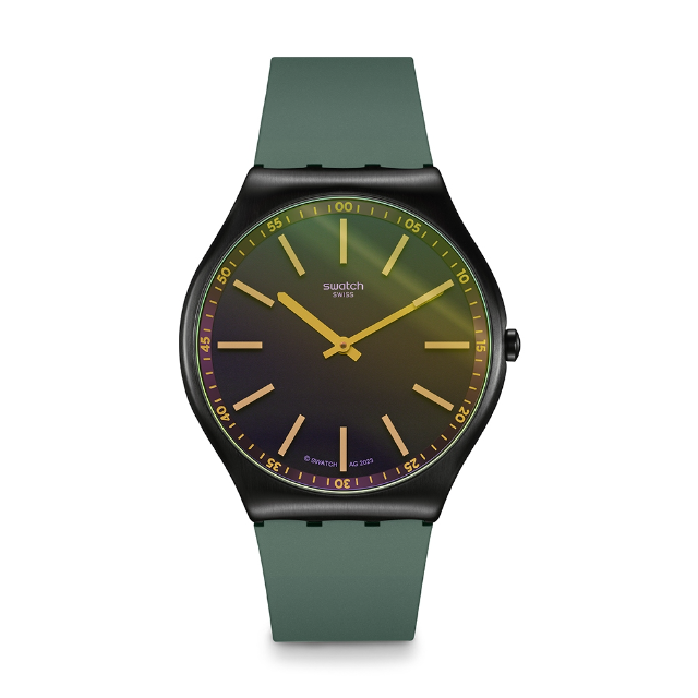 【SWATCH】Skin Irony 超薄金屬系列手錶 GREEN VISION (42mm) SS07B112