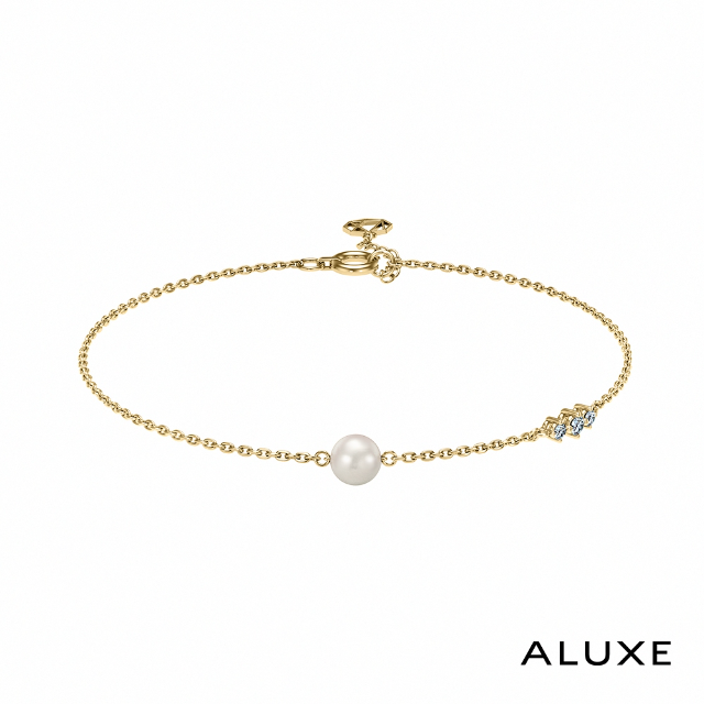ALUXE 亞立詩 天然淡水珍珠 10K金 輕奢鑽石珍珠手鍊 珍愛系列 Be cherishing BR0221