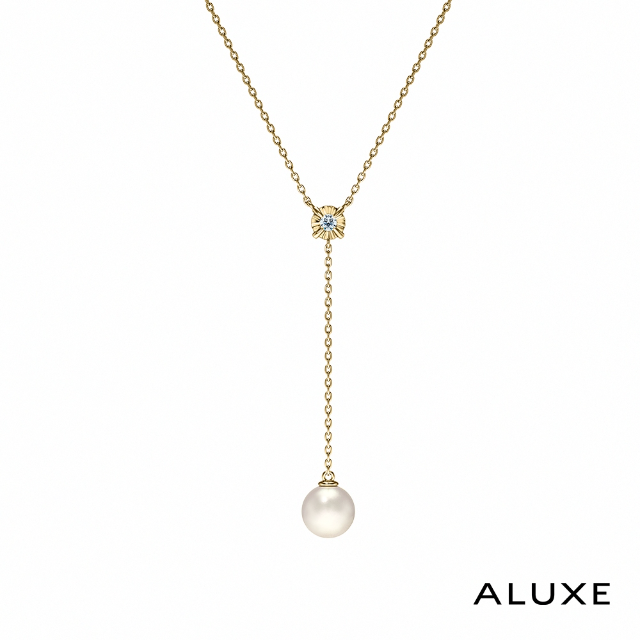 ALUXE 亞立詩 AKOYA珍珠 7~7.5mm 10K金 閃耀鑽石珍珠垂墜項鍊 珍愛系列 NN0223