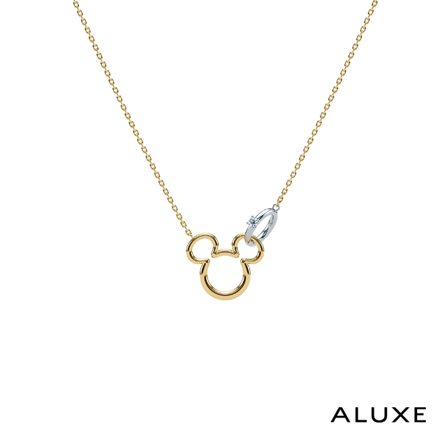 ALUXE 亞立詩 10K金 鑽石項鍊 米奇造型 雙色 迪士尼 經典米奇系列 NNDM001