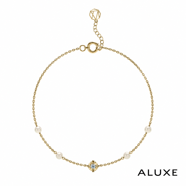 ALUXE 亞立詩 天然淡水珍珠 10K金 閃耀鑽石珍珠手鍊 珍愛系列 Be shining BR0219