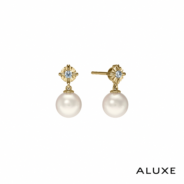 ALUXE 亞立詩 AKOYA珍珠 7~7.5mm 10K金 珍珠鑽石耳環 珍愛系列 EE0219
