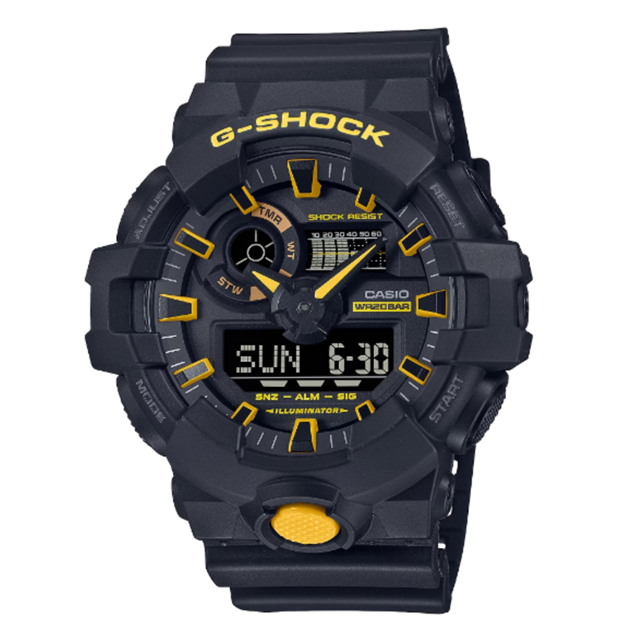 CASIO 卡西歐 G-SHOCK 潮流警示 搶眼黑黃 大錶徑 雙顯系列 (GA-700CY-1A)