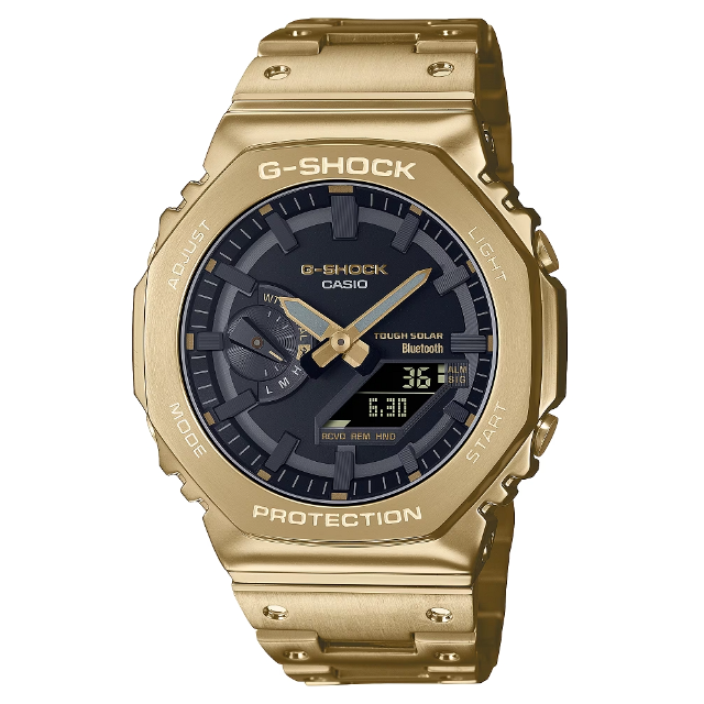 CASIO 卡西歐 G-SHOCK 金屬 金x黑 八角形錶殼 雙顯腕錶 (GM-B2100GD-9A)