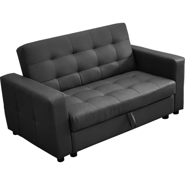 IHouse 現代貓抓皮收納2人沙發床/黑灰色