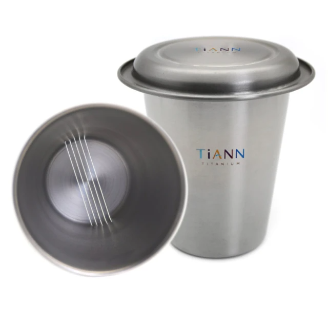 TiANN 鈦安 鈦杯 純鈦簡約泡茶組(純鈦單層濾茶杯350ml+鈦杯蓋)
