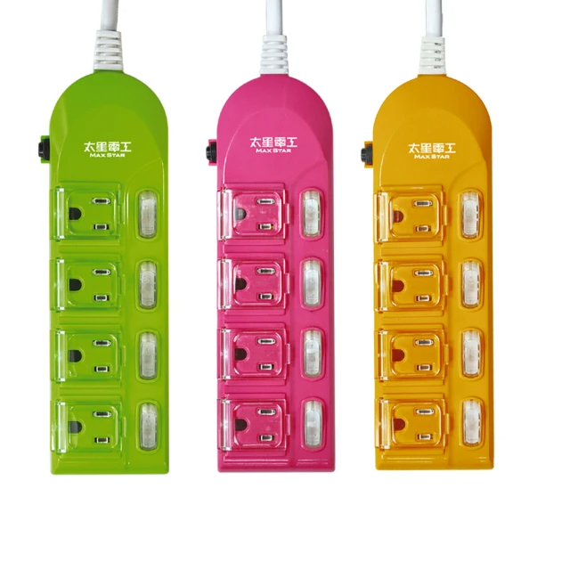 四開四插/一開六插蓋安全彩色延長線-1.8m